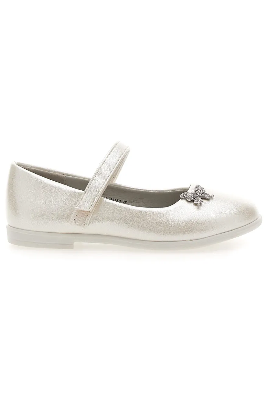 Ballerine Bianco Perlato con Clip con Farfalla GRAZIE GIRL 39G2515S
