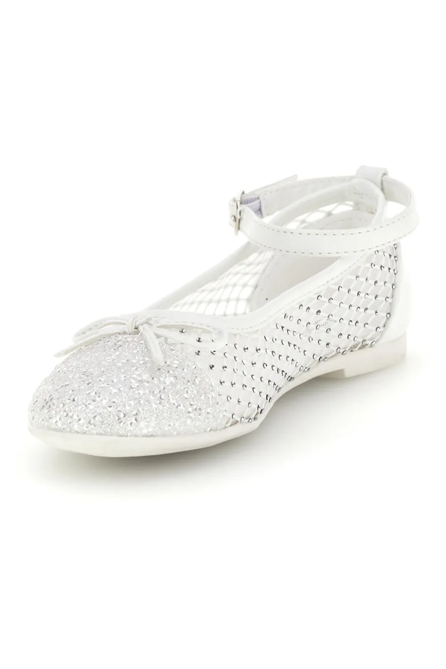 Ballerine bianco traforato cinturino regolabile Grazie girl 120568B