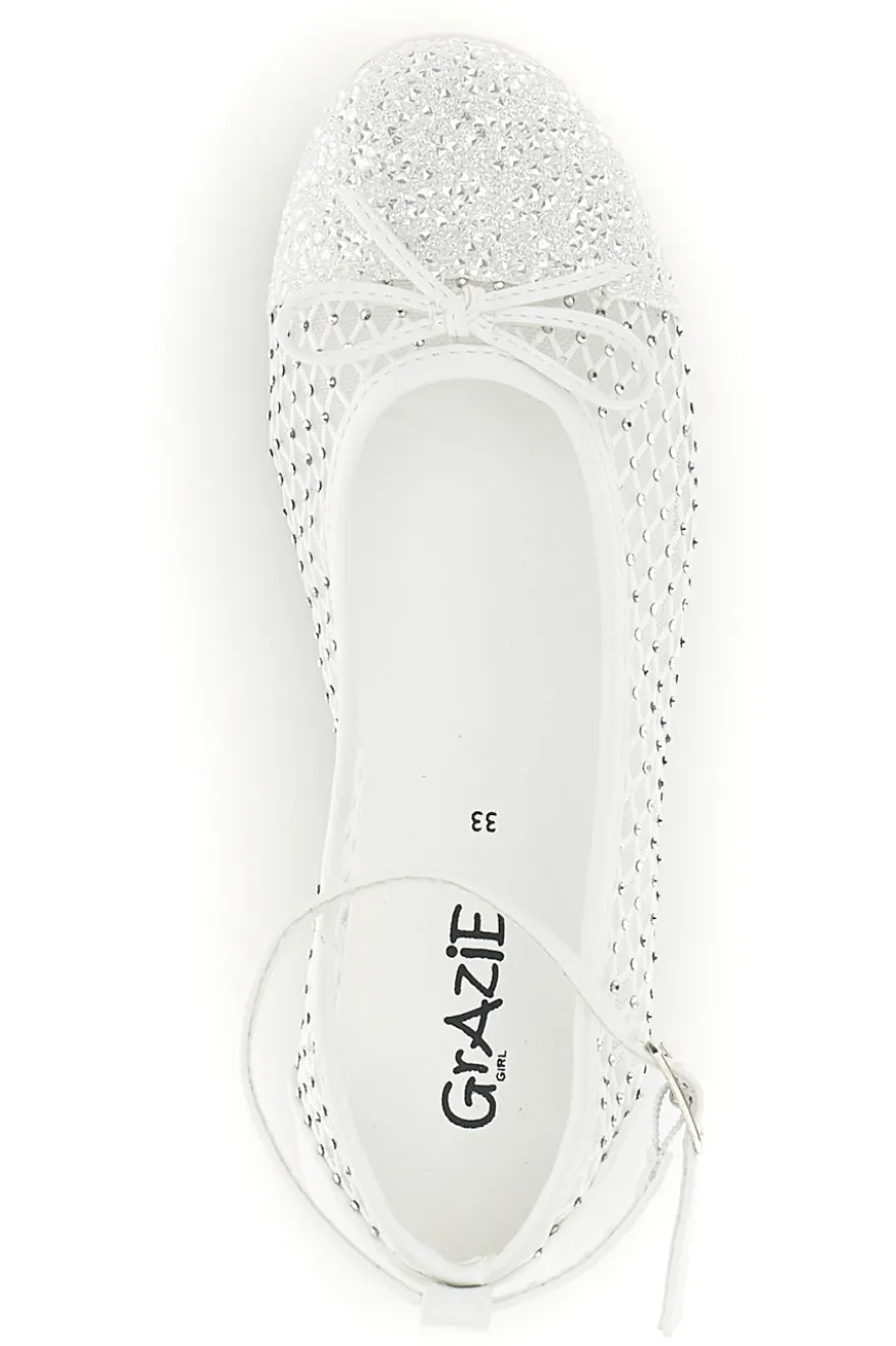 Ballerine bianco traforato cinturino regolabile Grazie girl 120568B