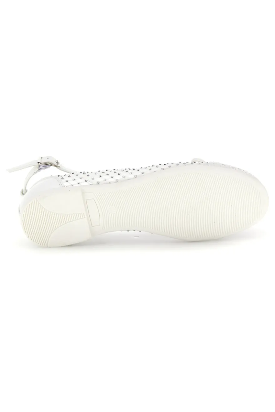 Ballerine bianco traforato cinturino regolabile Grazie girl 120568B