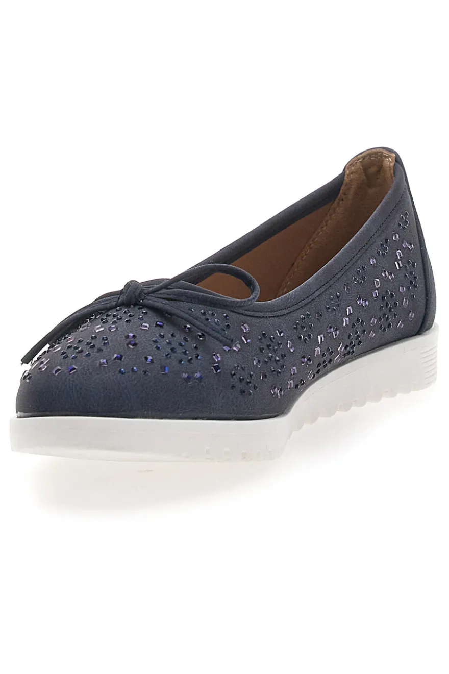 Ballerine Blu con Glitter e Fiocco Decorativo MIO TEMPO MINA362