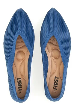 Ballerine blu in tessuto con soletta morbida The First PREA614