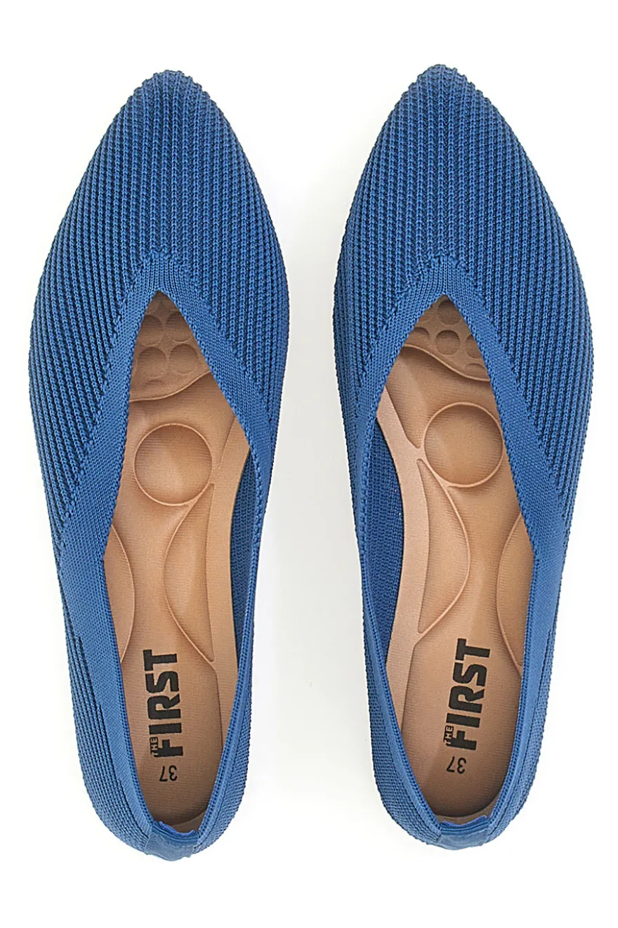 Ballerine blu in tessuto con soletta morbida The First PREA614
