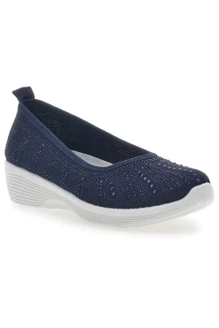 Ballerine Blu In Tessuto Con Strass Prima Riga 429