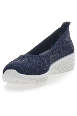 Ballerine Blu In Tessuto Con Strass Prima Riga 429