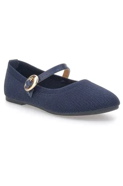 Ballerine blu in tessuto traforato con cinturino The First PRESZ41