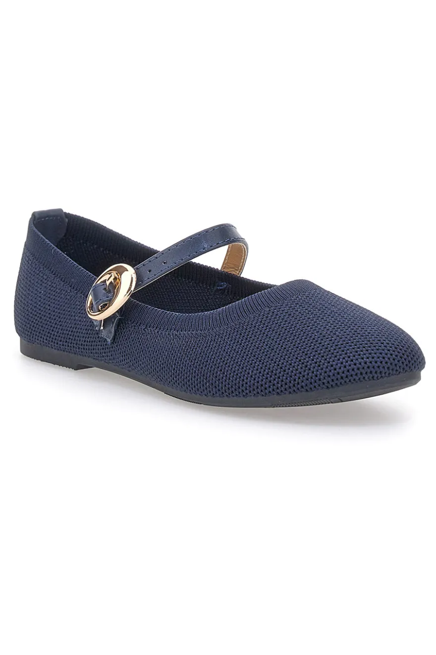 Ballerine blu in tessuto traforato con cinturino The First PRESZ41