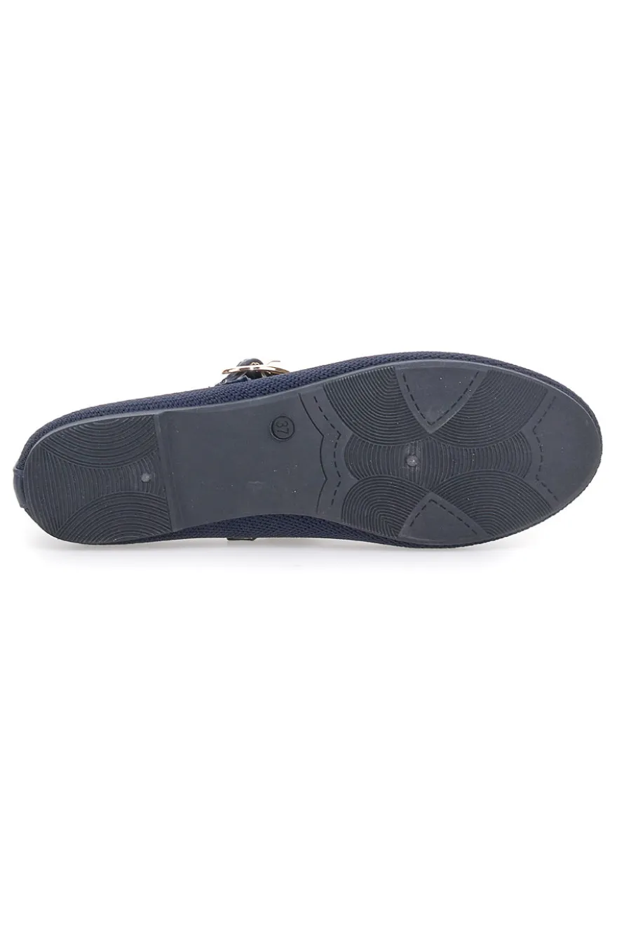 Ballerine blu in tessuto traforato con cinturino The First PRESZ41