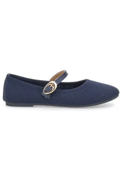 Ballerine blu in tessuto traforato con cinturino The First PRESZ41