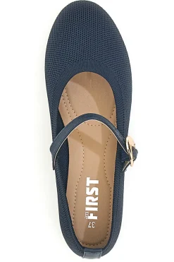 Ballerine blu in tessuto traforato con cinturino The First PRESZ41