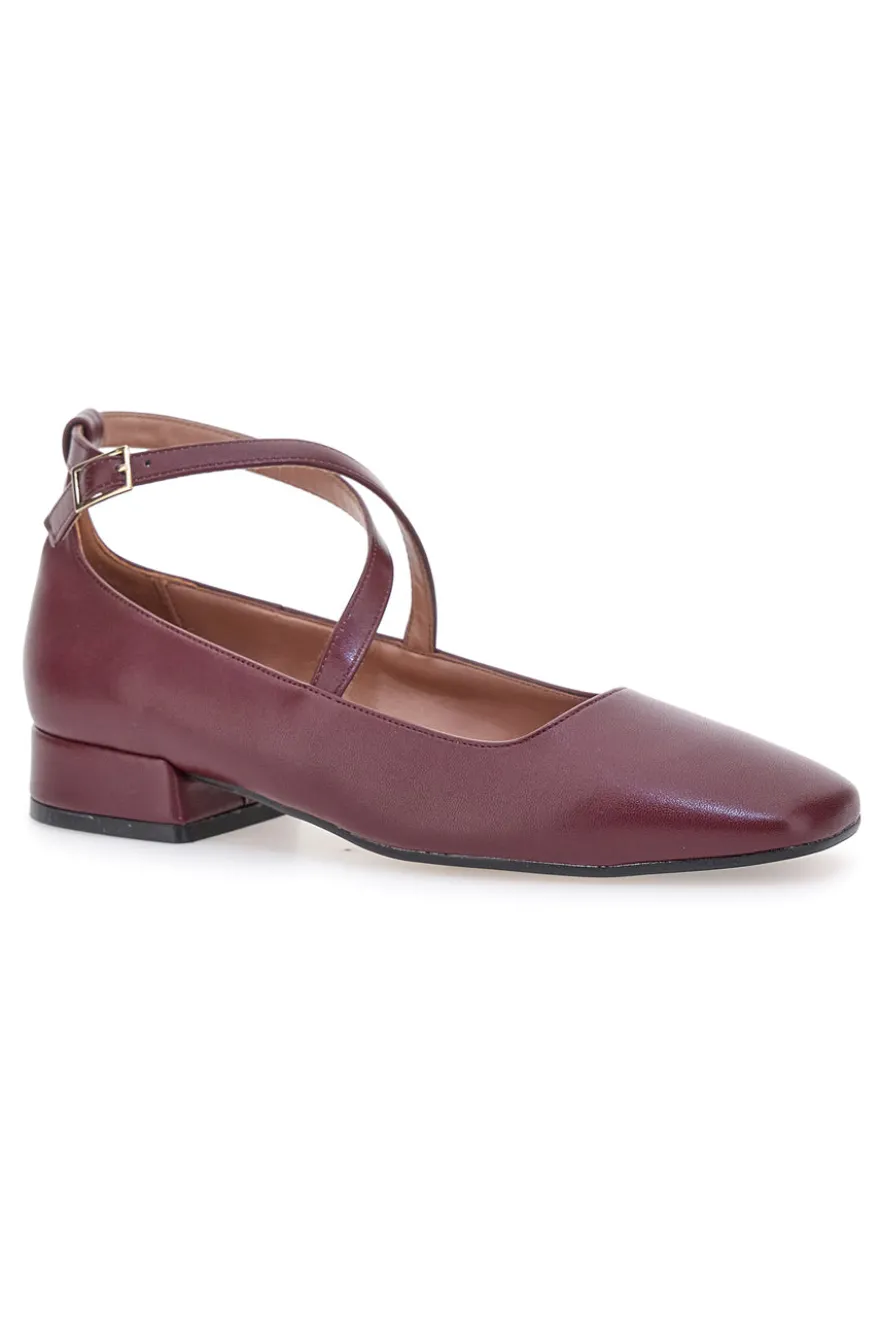Ballerine bordeaux con cinturini incrociati Francesca Gritti C1545