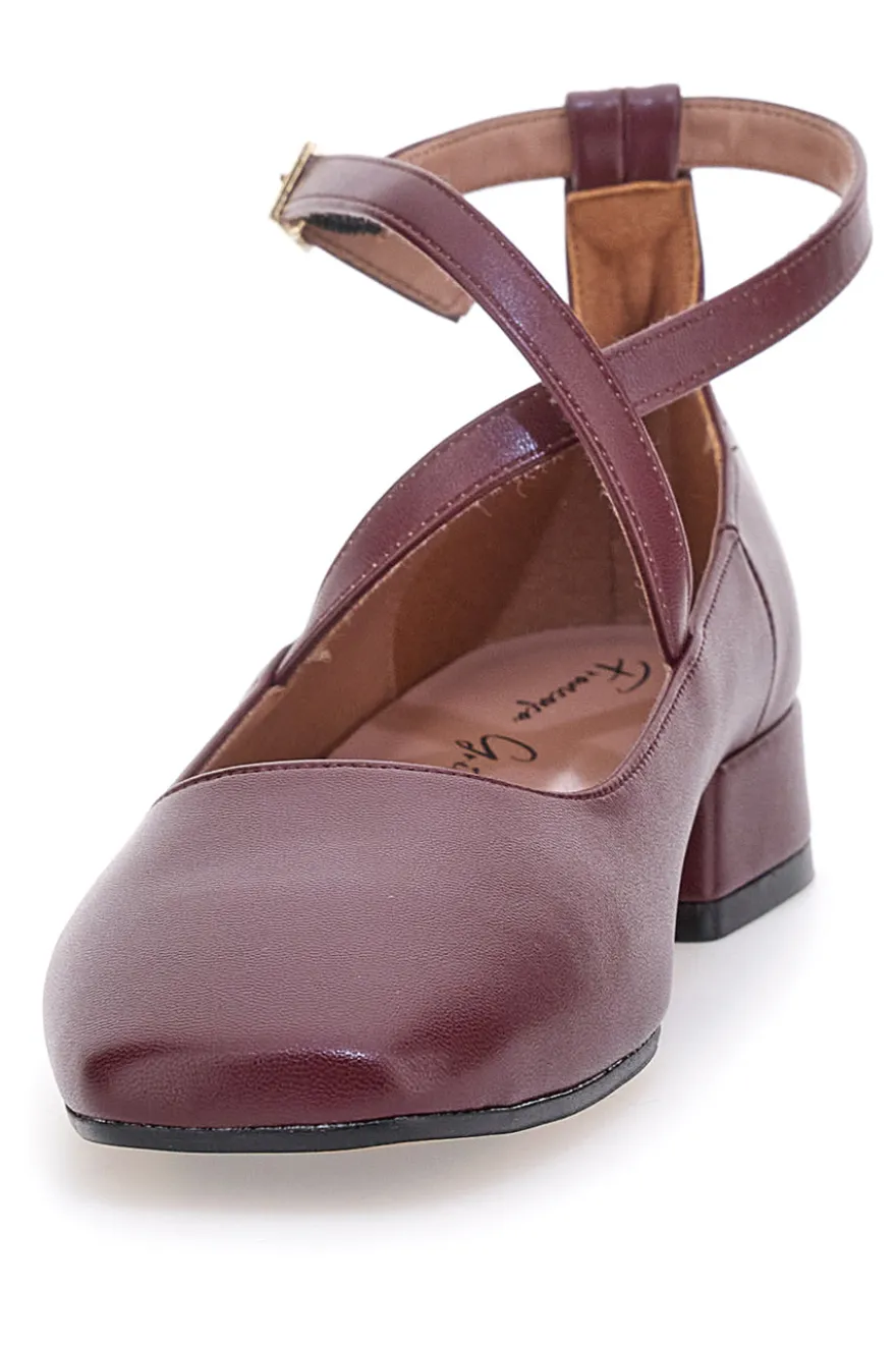 Ballerine bordeaux con cinturini incrociati Francesca Gritti C1545