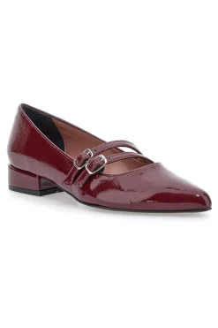 Ballerine bordeaux con punta sfilata e doppia fibbia Pittarello glam 3664