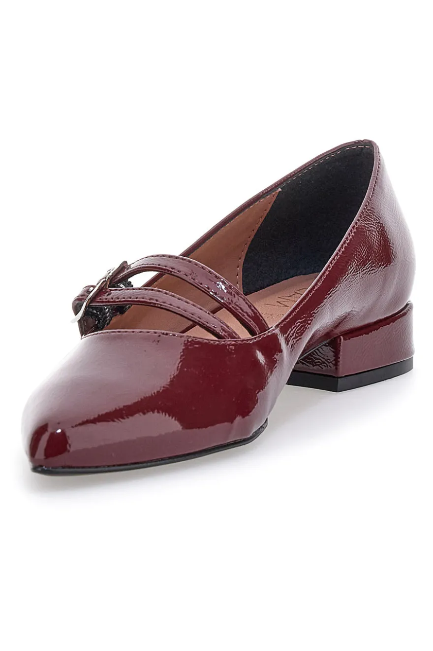 Ballerine bordeaux con punta sfilata e doppia fibbia Pittarello glam 3664