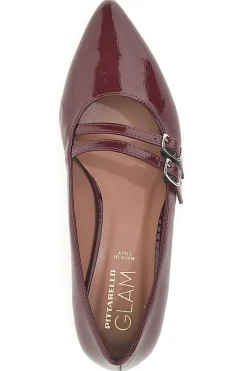 Ballerine bordeaux con punta sfilata e doppia fibbia Pittarello glam 3664