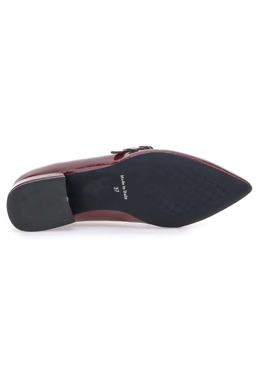 Ballerine bordeaux con punta sfilata e doppia fibbia Pittarello glam 3664