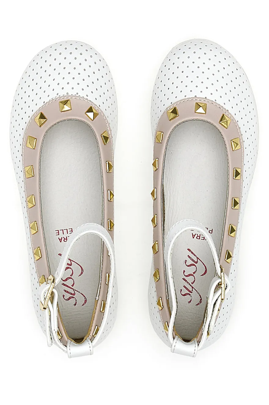 Ballerine con Cinturino Syssy 14512 Bianche