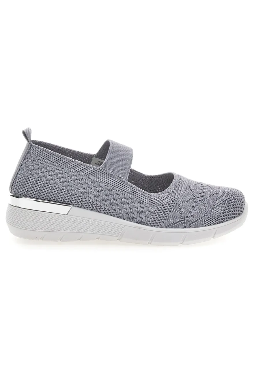 Ballerine da donna grigio in tessuto traforato Me & me TF090236