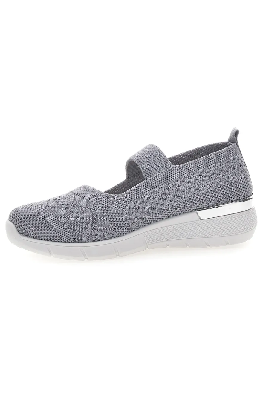 Ballerine da donna grigio in tessuto traforato Me & me TF090236