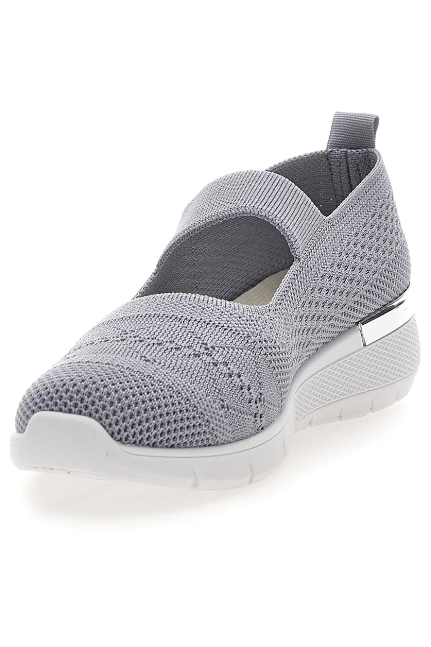 Ballerine da donna grigio in tessuto traforato Me & me TF090236