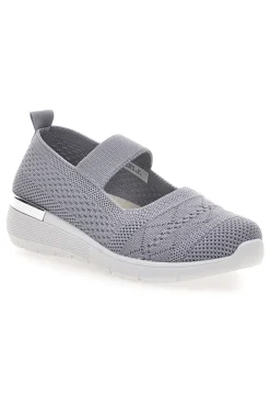 Ballerine da donna grigio in tessuto traforato Me & me TF090236