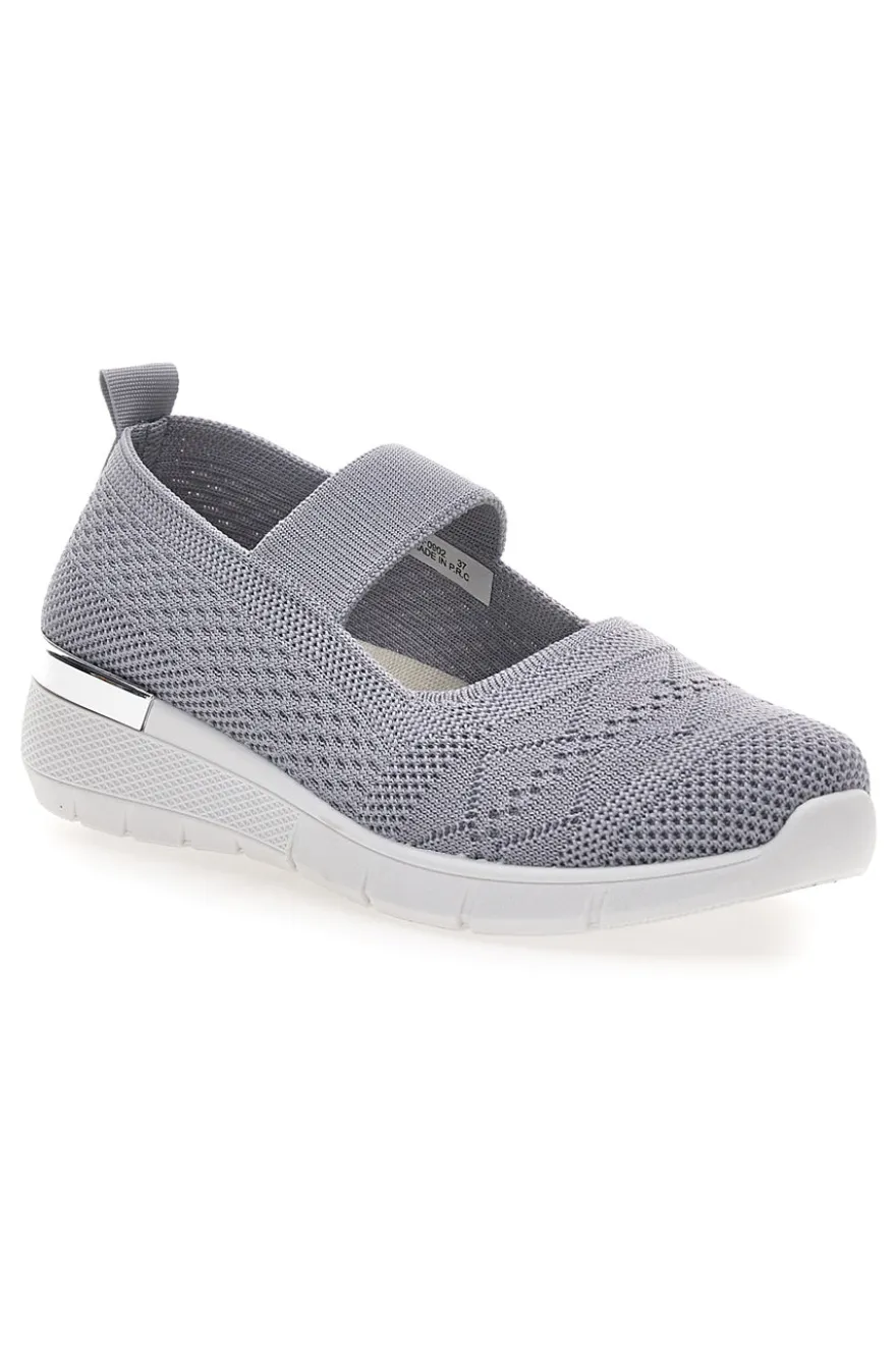 Ballerine da donna grigio in tessuto traforato Me & me TF090236