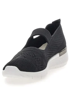 Ballerine da donna nero in tessuto traforato Me & me TF090236