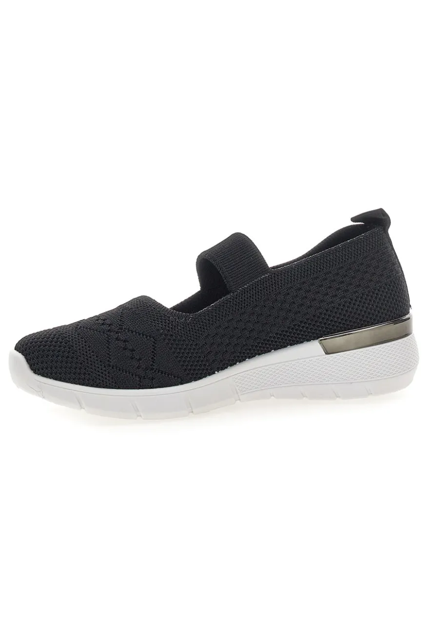 Ballerine da donna nero in tessuto traforato Me & me TF090236