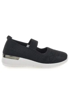 Ballerine da donna nero in tessuto traforato Me & me TF090236