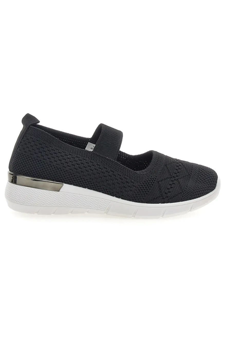 Ballerine da donna nero in tessuto traforato Me & me TF090236