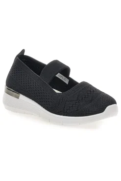 Ballerine da donna nero in tessuto traforato Me & me TF090236