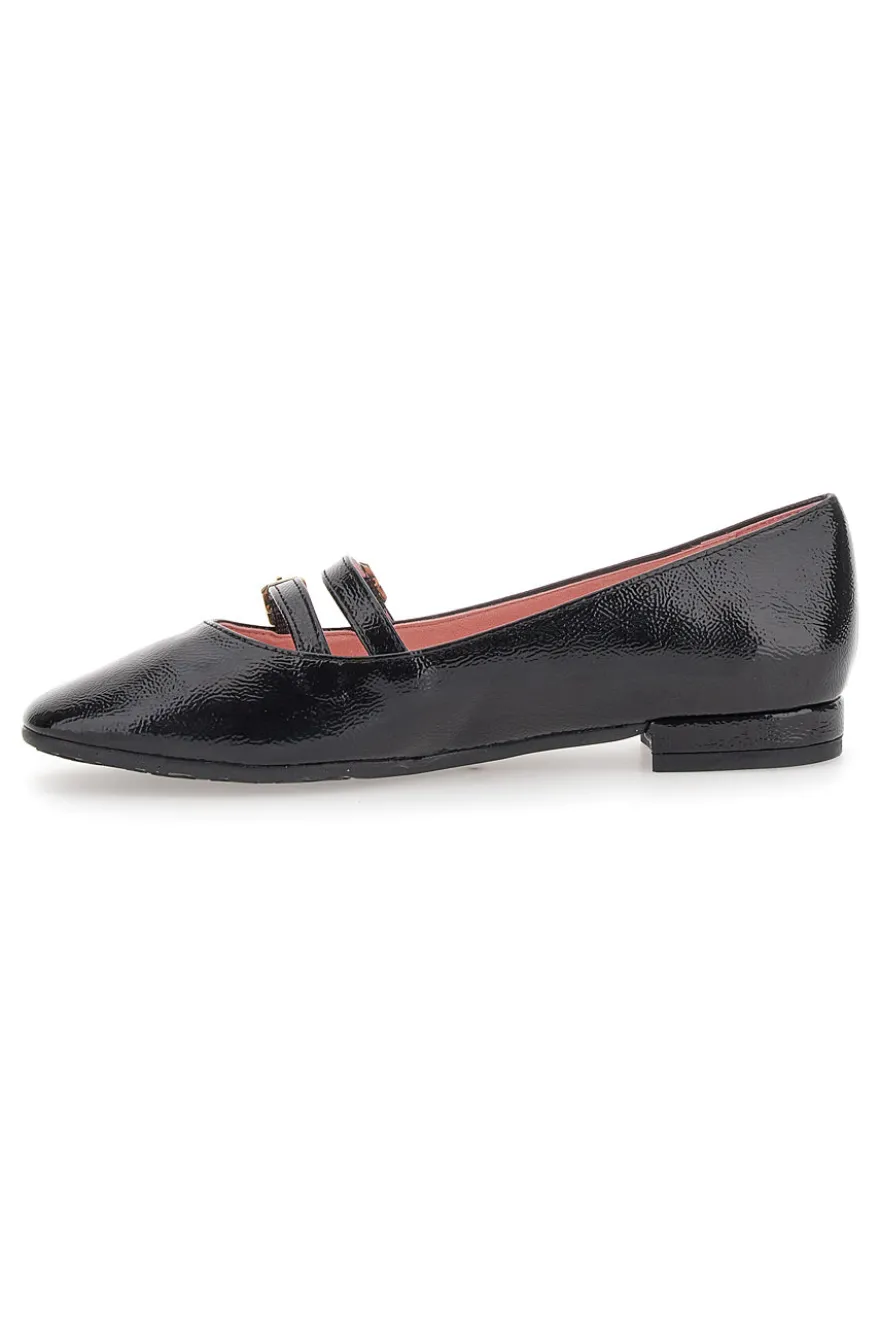 Ballerine in vernice nera a punto e doppio cinturino PITTARELLO GLAM 3690