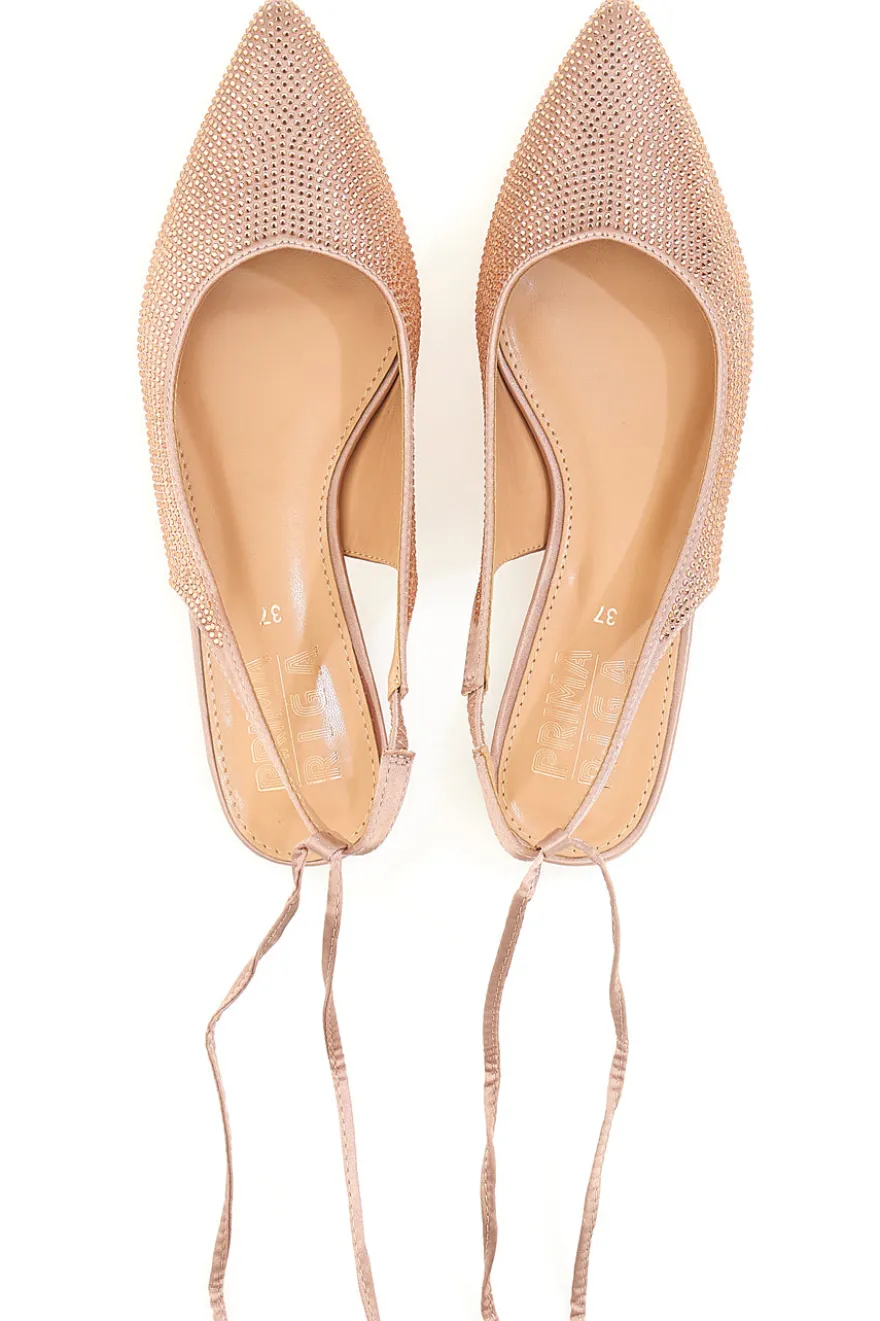 Ballerine Lace-Up Prima Riga 15990 Rosa Strass
