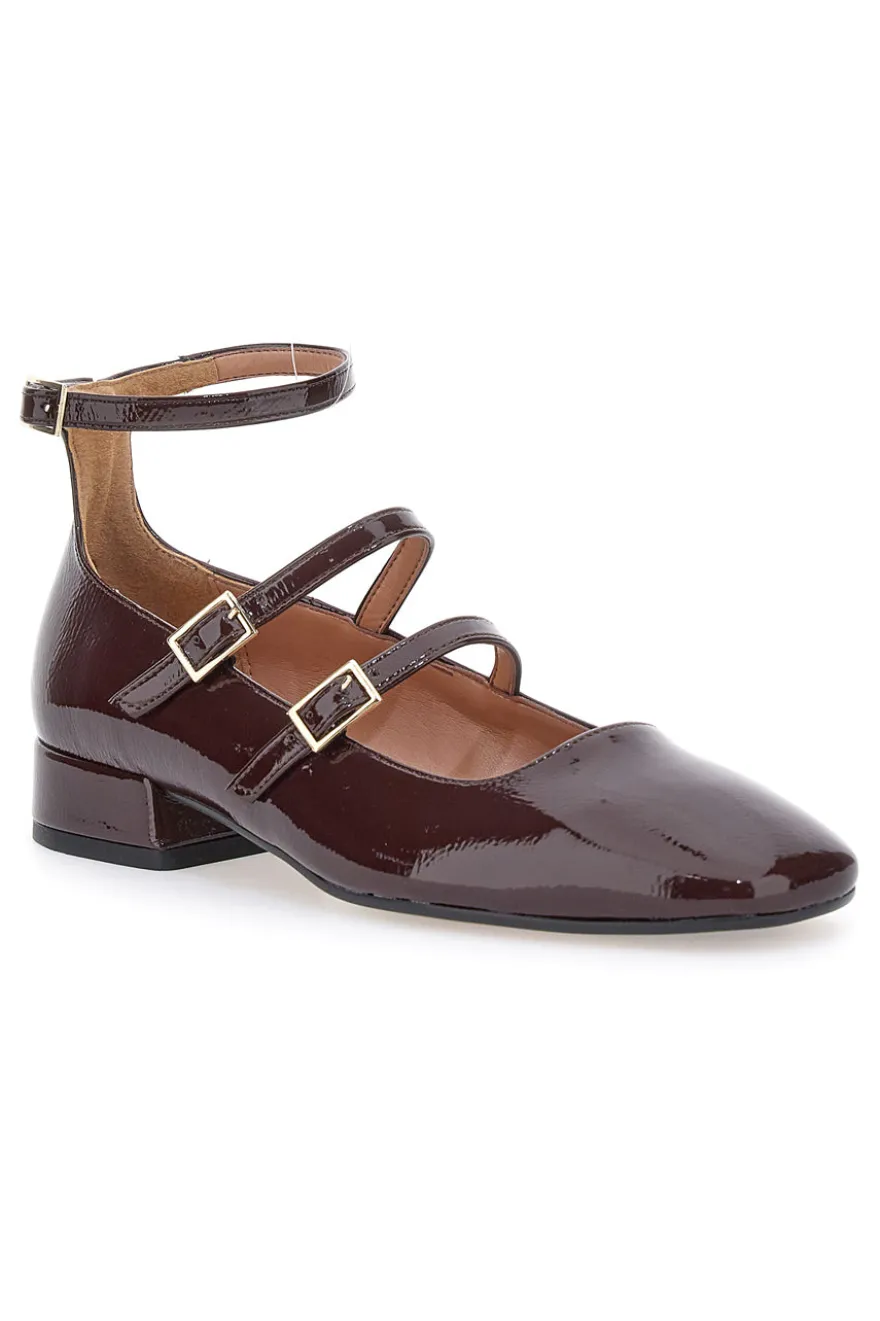 Ballerine Mary Jane Bordeaux Con Tacco Basso Pittarello C156