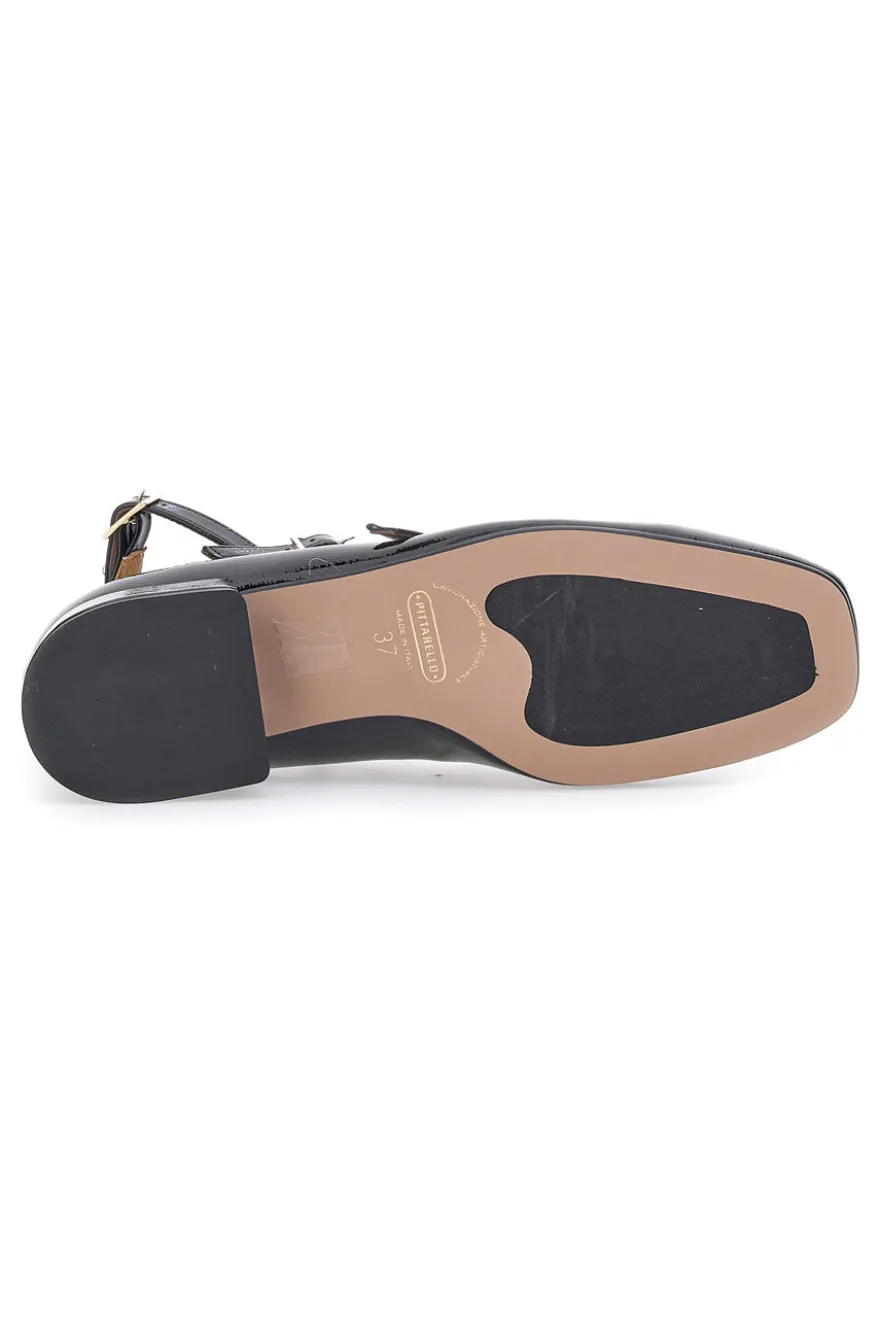 Ballerine Mary Jane Nere Con Tacco Basso Pittarello C156