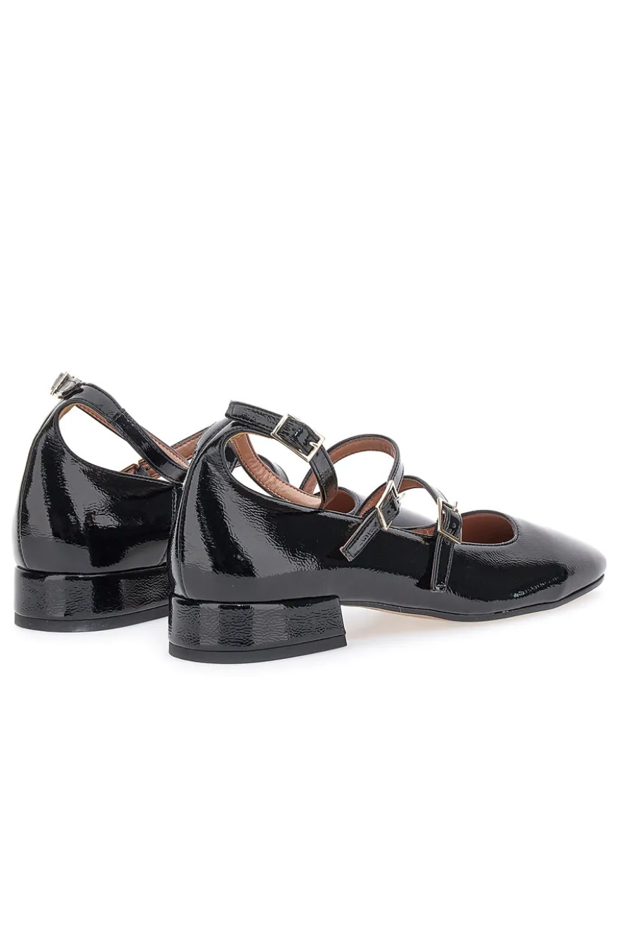 Ballerine Mary Jane Nere Con Tacco Basso Pittarello C156