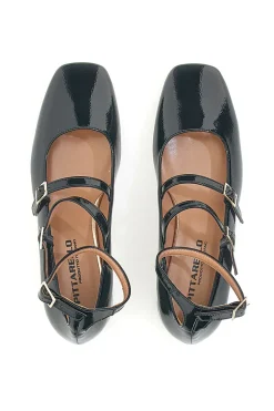 Ballerine Mary Jane Nere Con Tacco Basso Pittarello C156