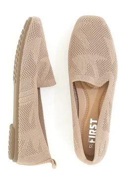 Ballerine Mocassini beige in tessuto con soletta morbida The First PRESZ32