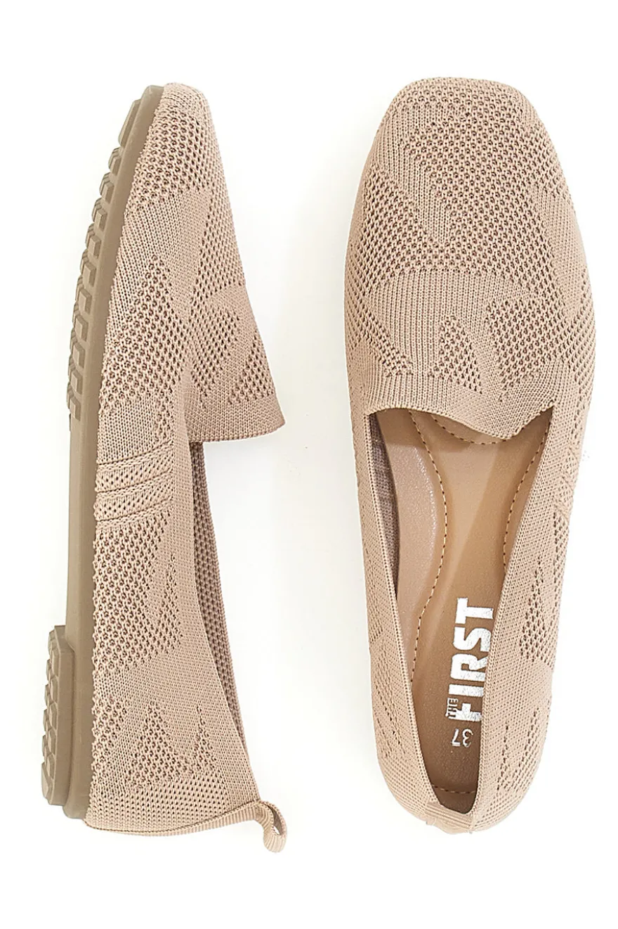 Ballerine Mocassini beige in tessuto con soletta morbida The First PRESZ32