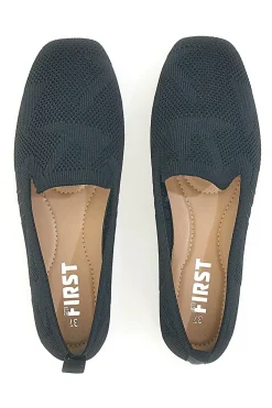 Ballerine Mocassini neri in tessuto con soletta morbida The First PRESZ32