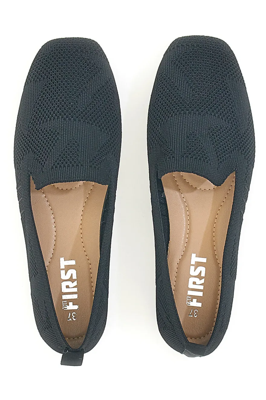 Ballerine Mocassini neri in tessuto con soletta morbida The First PRESZ32