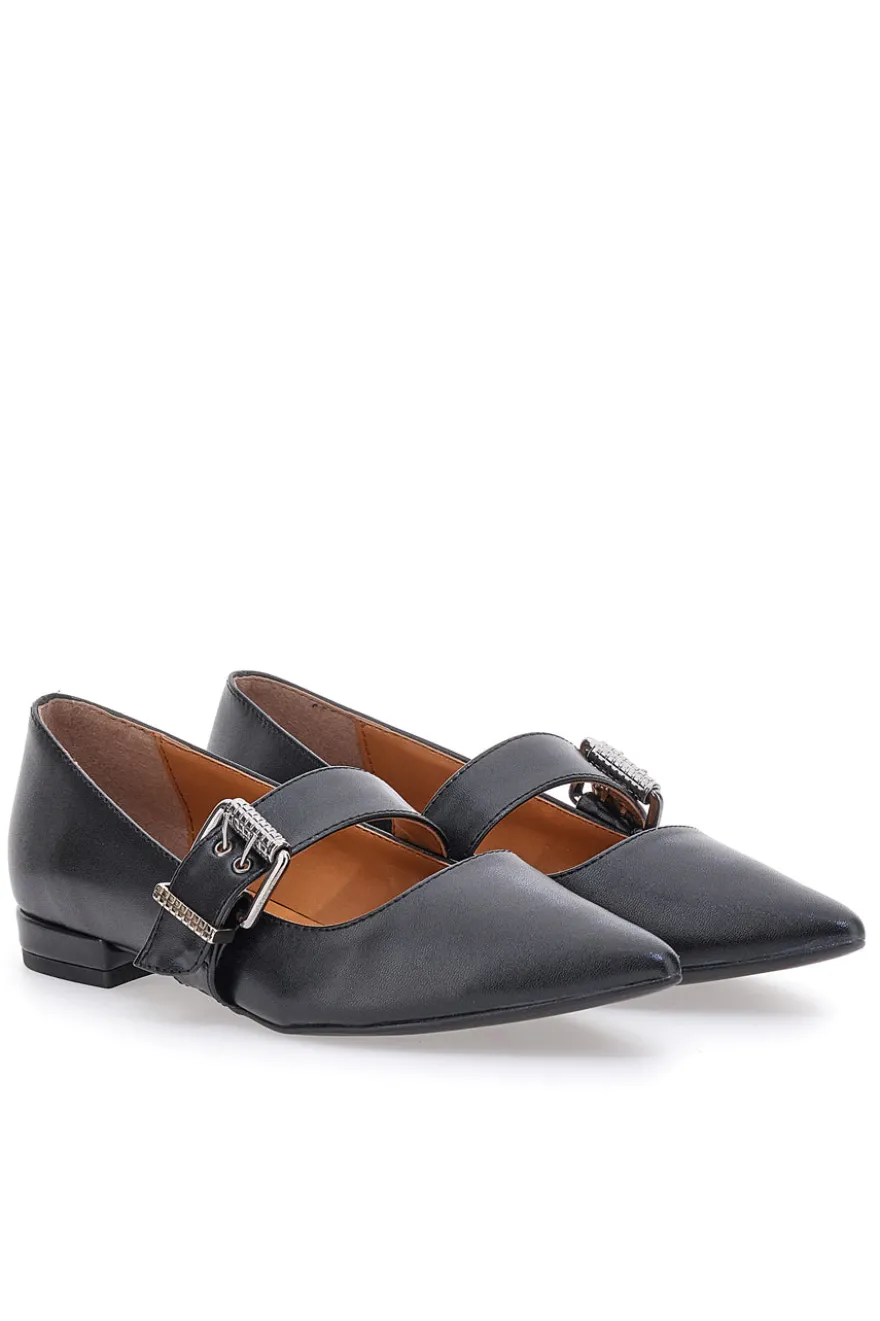 Ballerine nere a punta con cinturino PITTARELLO LOVE 3098