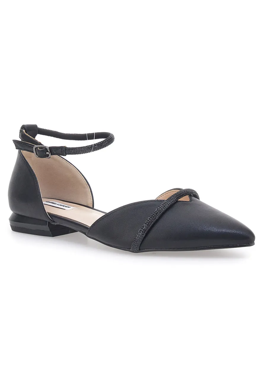 Ballerine Nere a Punta con Strass Neri Mariella Burani 51098