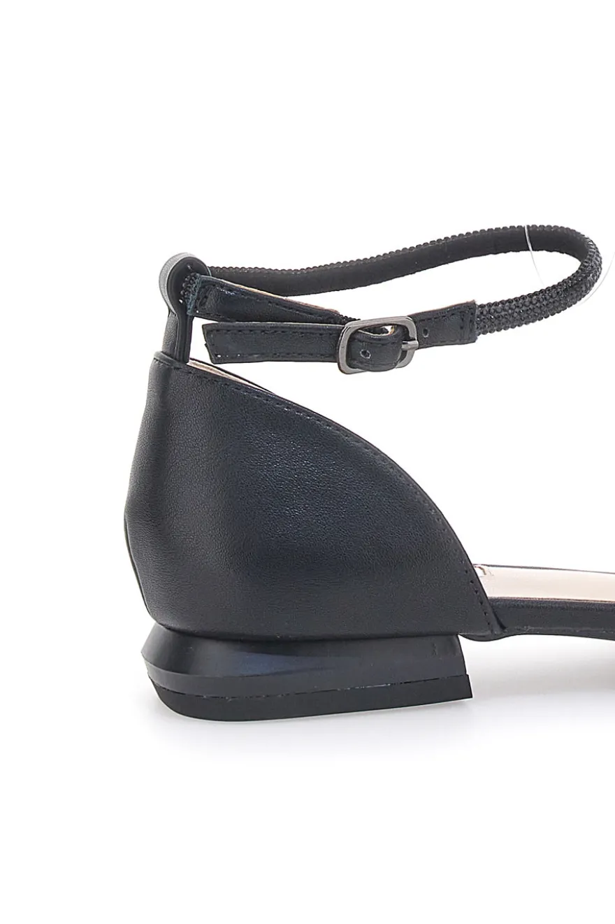 Ballerine Nere a Punta con Strass Neri Mariella Burani 51098