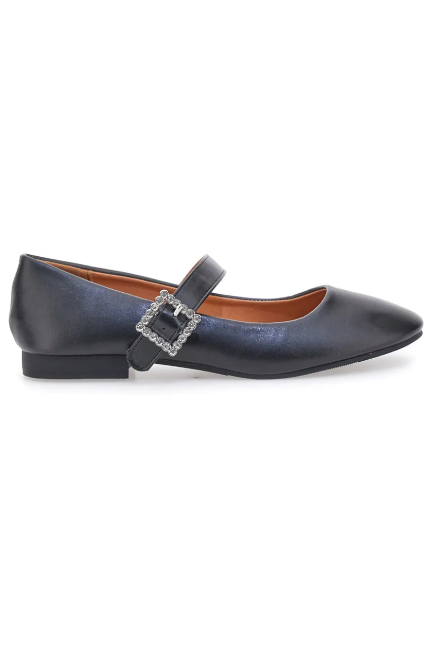 Ballerine nere con cinturino gioiello The First IDEA2285
