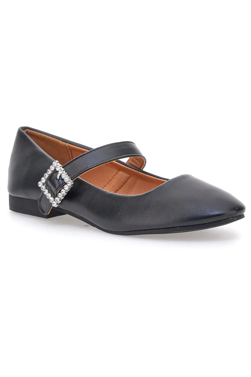 Ballerine nere con cinturino gioiello The First IDEA2285