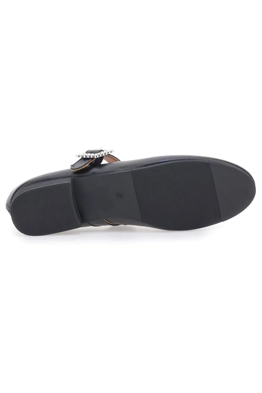 Ballerine nere con cinturino gioiello The First IDEA2285