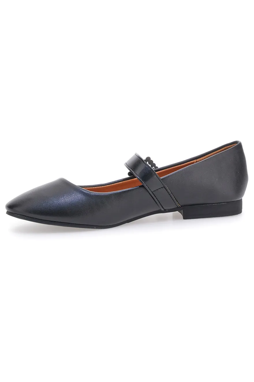 Ballerine nere con cinturino gioiello The First IDEA2285