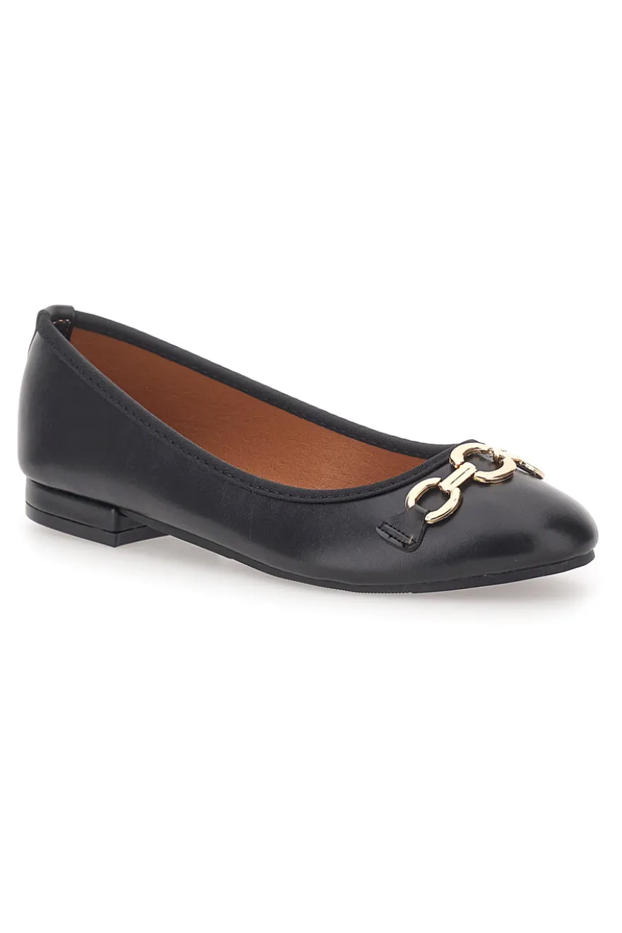 Ballerine Nere con Fibbia Decorativa Oro THE FIRST IDE172