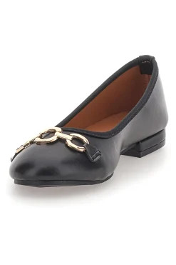 Ballerine Nere con Fibbia Decorativa Oro THE FIRST IDE172